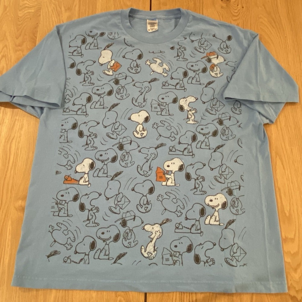 Vintage 90s Snoopy‎ All Over Graphic Peanuts Repeating Pattern Tee Large to 2XL
